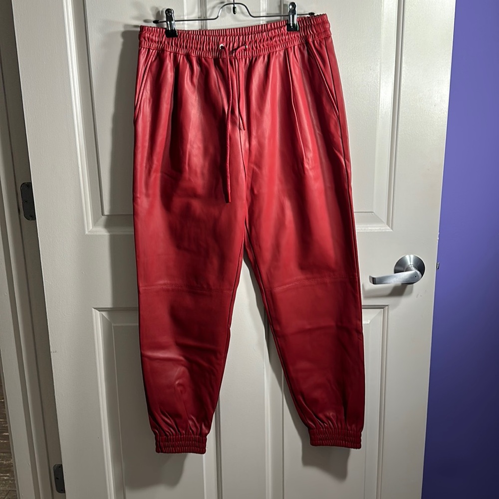 Zara red leather pants size M